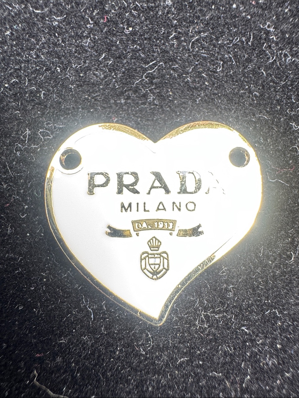 Charm  White Enamel Heart Charm with Gold Trim